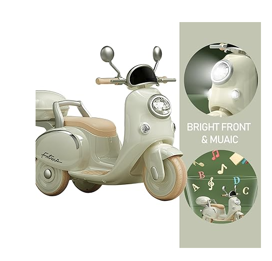 Kids Electric Motorbike,6V Powered Ride Motorcycle with Training Wheels 2-6 Years Boys &  Girls