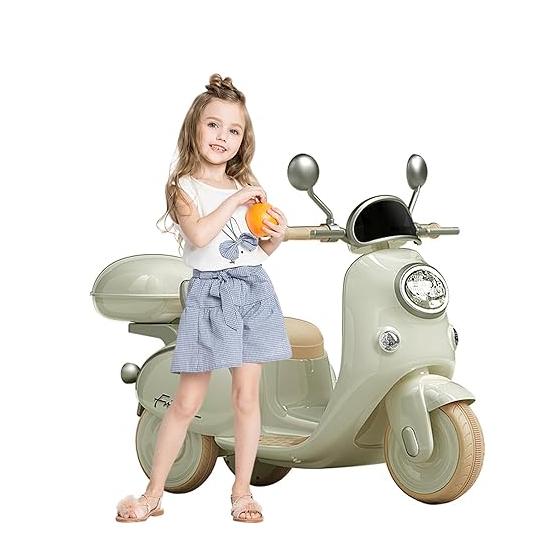 Kids Electric Motorbike,6V Powered Ride Motorcycle with Training Wheels 2-6 Years Boys &  Girls
