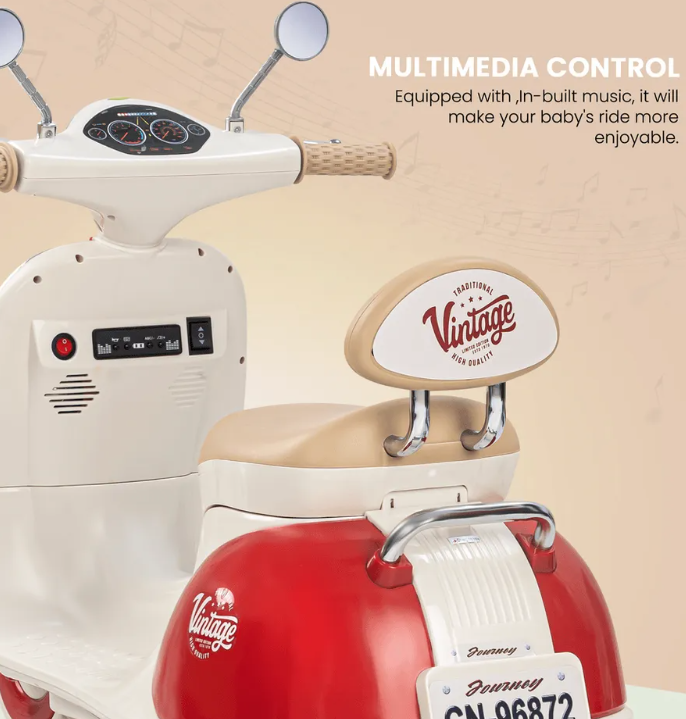 Vintage Vespa Electric Scooty with Light & Music Age 1-3 years