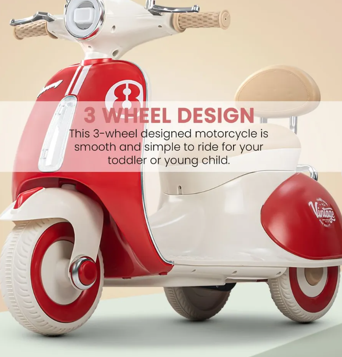 Vintage Vespa Electric Scooty with Light & Music Age 1-3 years