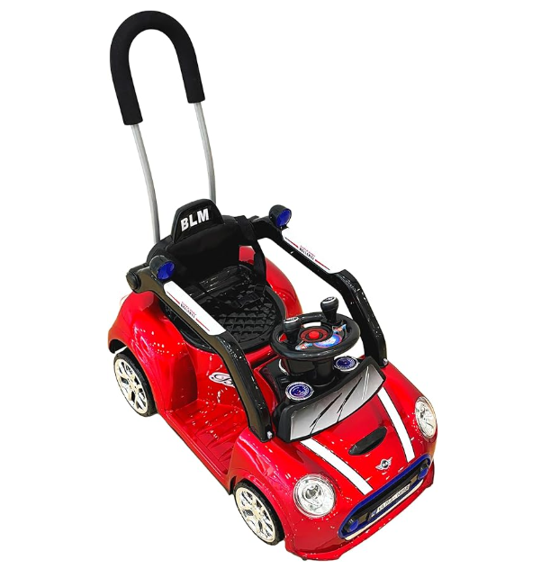 Kids Ride-On Push Car, Mini Cooper Style Parent Handle, Steering Wheel 6V battery operated 2-4 years