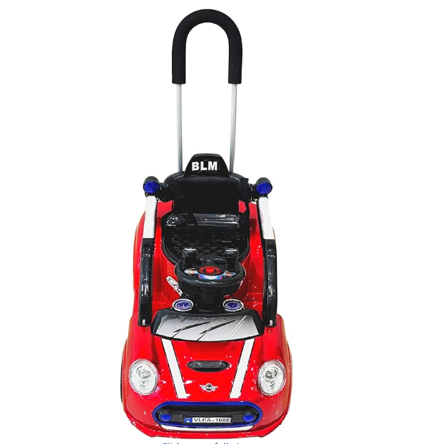 Kids Ride-On Push Car, Mini Cooper Style Parent Handle, Steering Wheel 6V battery operated 2-4 years