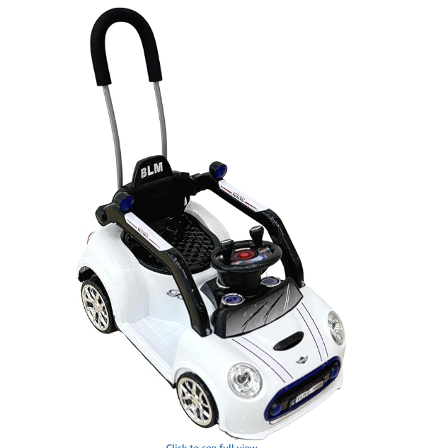 Kids Ride-On Push Car, Mini Cooper Style Parent Handle, Steering Wheel 6V battery operated 2-4 years