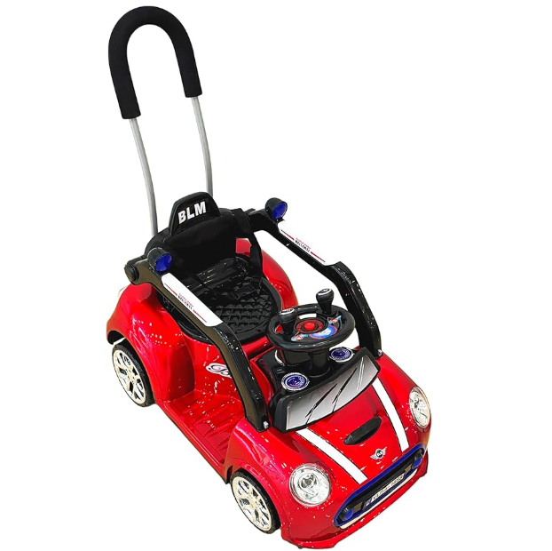 Kids Ride-On Push Car, Mini Cooper Style Parent Handle, Steering Wheel 6V battery operated 2-4 years