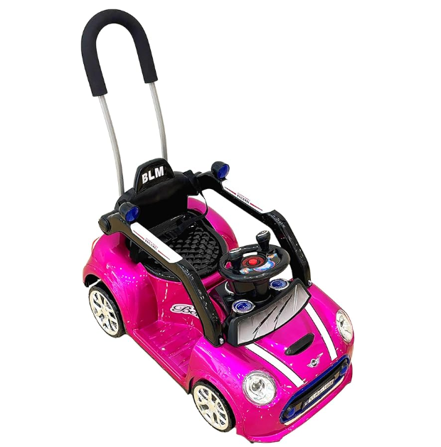 Kids Ride-On Push Car, Mini Cooper Style Parent Handle, Steering Wheel 6V battery operated 2-4 years