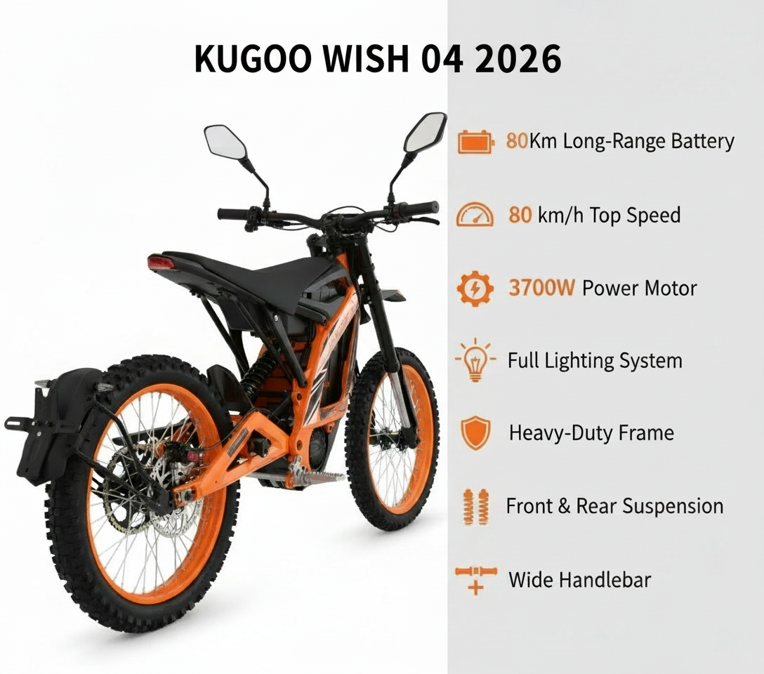 New 2026 Kugoo Wish 04 Electric Bike 60V 36Ah 3700W
