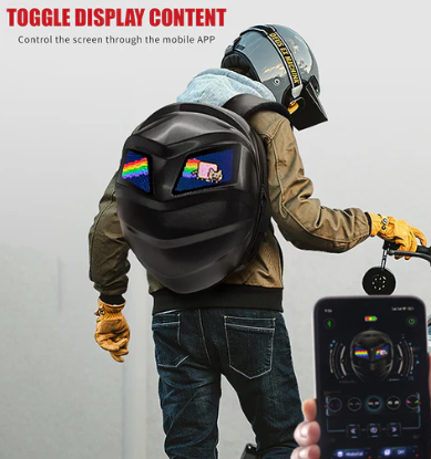 Iron Man Crown LED Display Smart Backpack – Ultimate Rider Visibility & Style