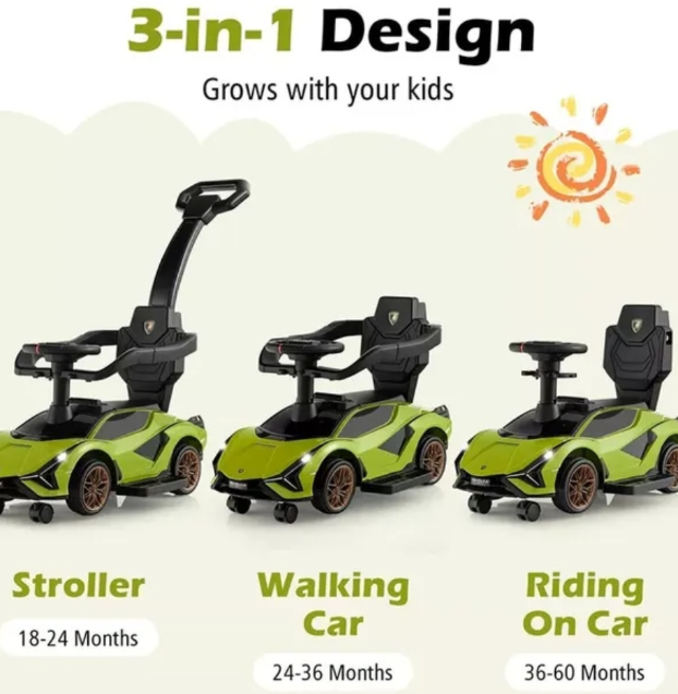 Lamborghini 3-in-1 Ride-On Push Car (Age 1–5 Years)