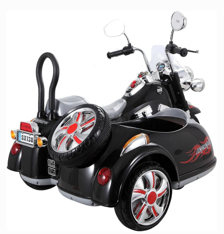 Luxury electric 3-Wheel Ride-On Sidecar Bike Age 4-7