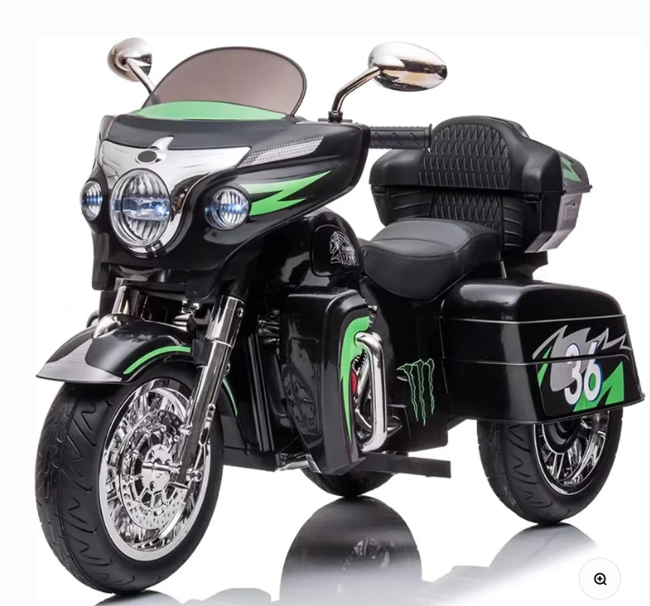 Harley-Style Tri Glide Kids Ride-On Motorcycle with 3 Wheels and Hand Throttle Age 3-6