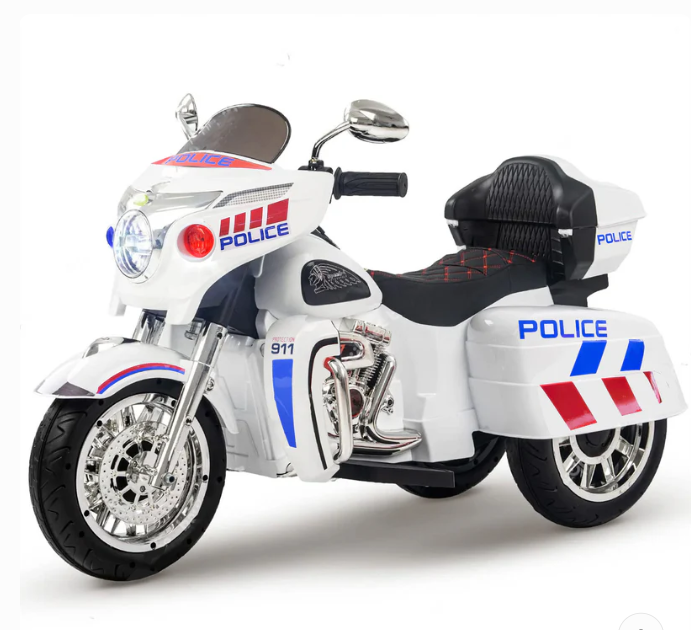 Harley-Style Tri Glide Kids Ride-On Motorcycle with 3 Wheels and Hand Throttle Age 3-6
