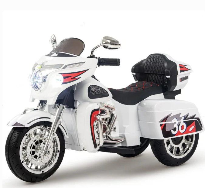 Harley-Style Tri Glide Kids Ride-On Motorcycle with 3 Wheels and Hand Throttle Age 3-6