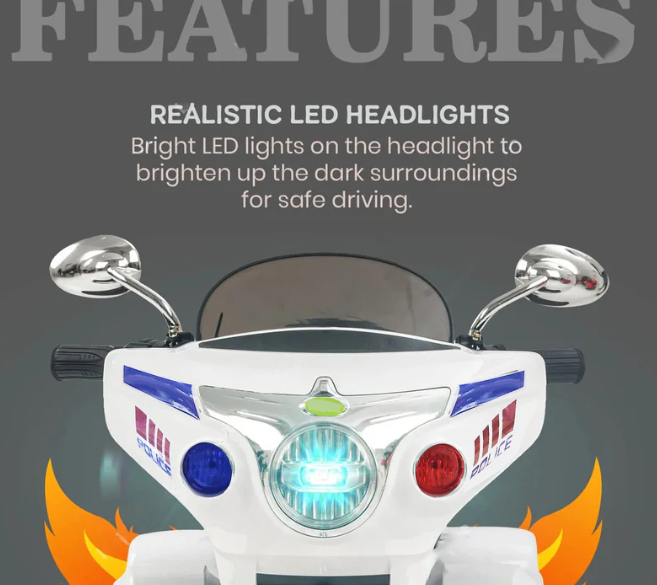 Harley-Style Tri Glide Kids Ride-On Motorcycle with 3 Wheels and Hand Throttle Age 3-6