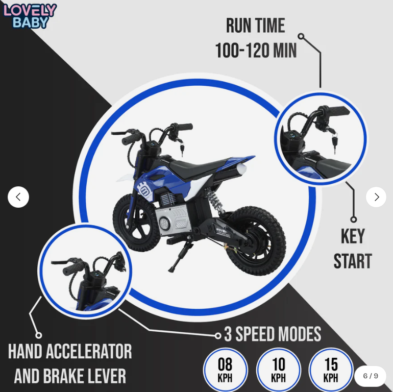 VLR Kids Electric Dirt Bike-SM09 Age 5-9