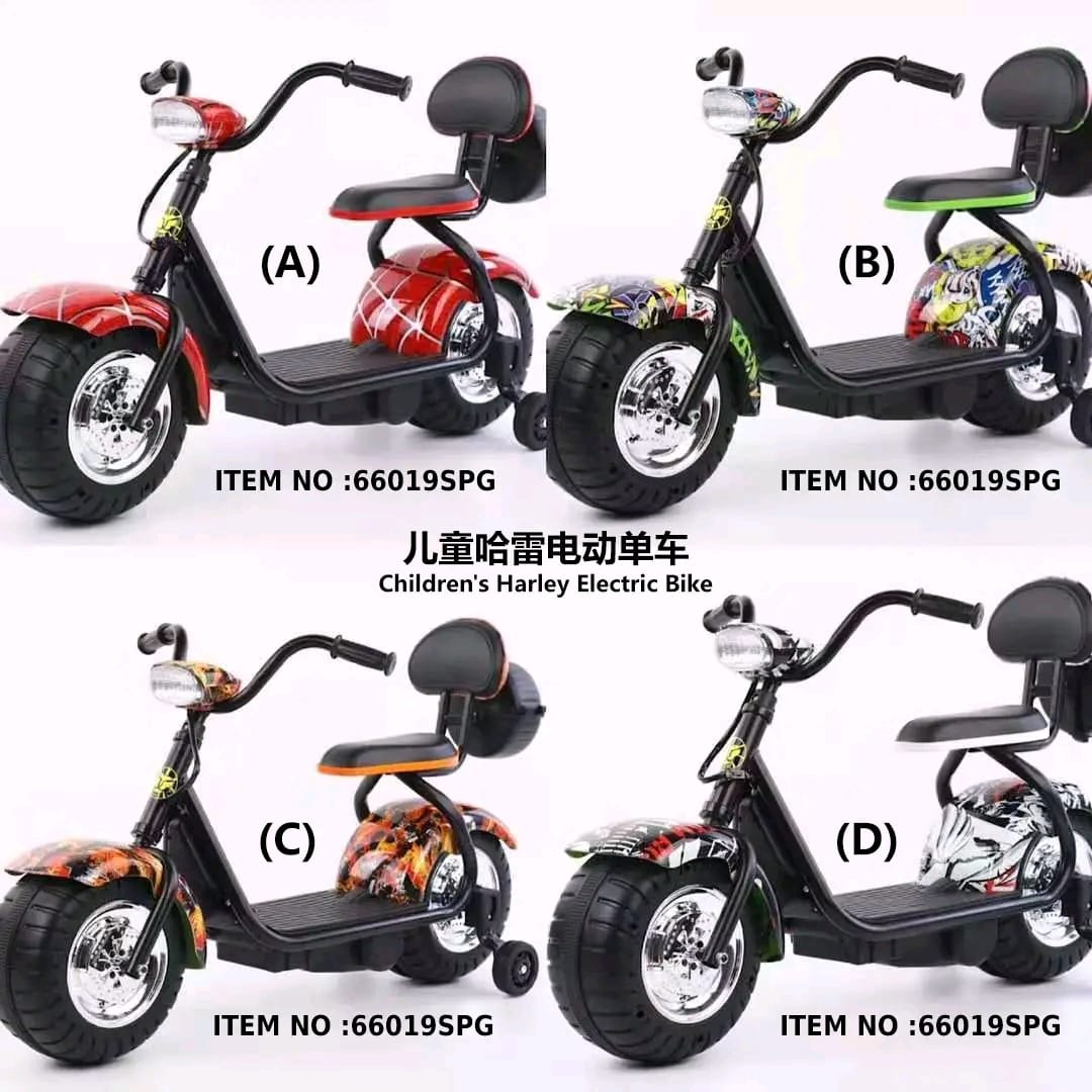 Kids Harley E scooter With Auxillary wheels Age 2-6 Years