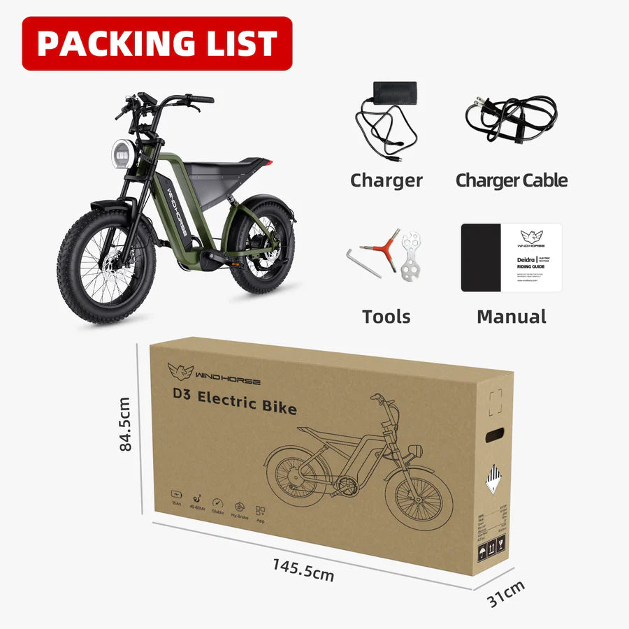 WindHorse D3 Fat Tyre All Terrain Electric Bike 48V 18Ah 1000W