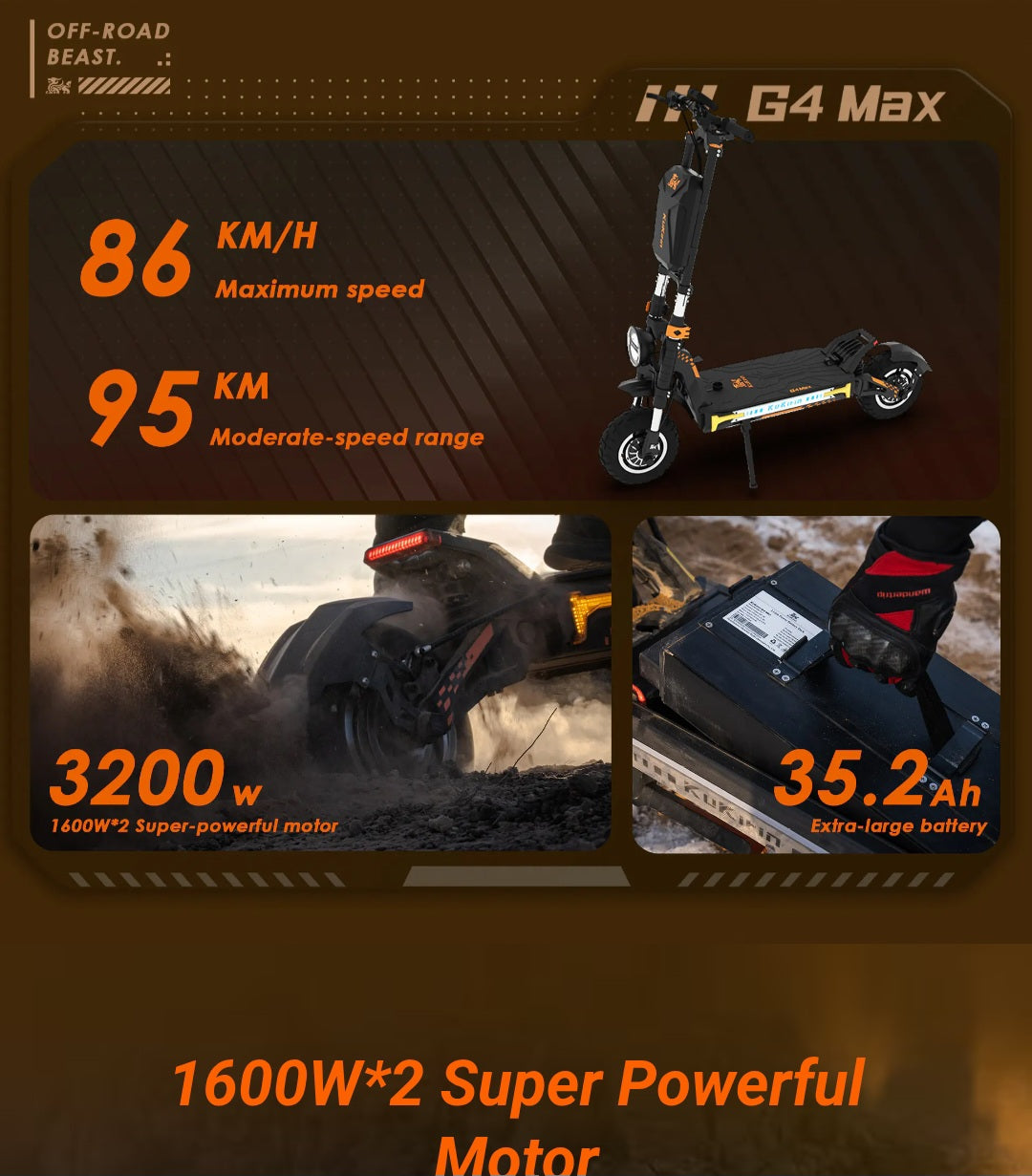 Kukirin G4 Max Electric Scooter -2025 New 60V 35Ah 1600W Dual