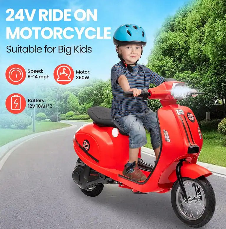Kids Rideon 24V Vespa Bike XXL Electric Scooty 350W Age 5-10