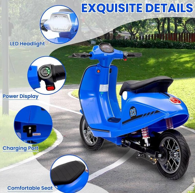 Kids Rideon 24V Vespa Bike XXL Electric Scooty 350W Age 5-10
