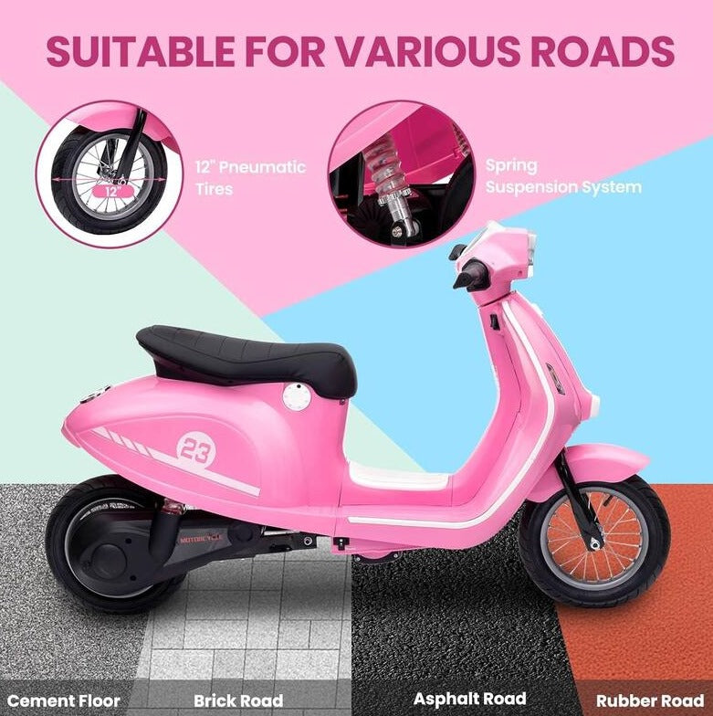 Kids Rideon 24V Vespa Bike XXL Electric Scooty 350W Age 5-10