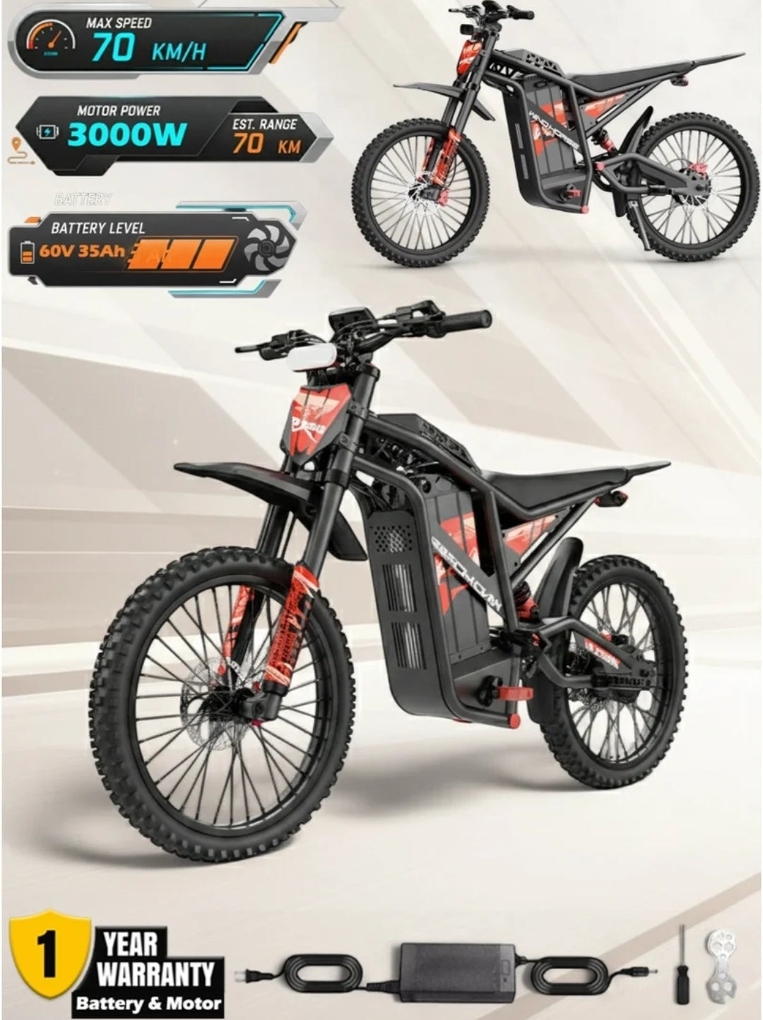 Windhorse Y1 Electric Dirt Bike Best Mid Ranger 60V 35Ah 3000W
